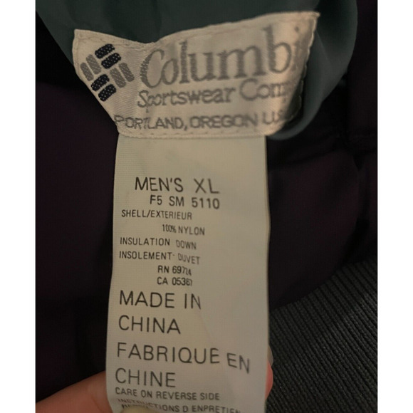 VINTAGE 90s Columbia Puffer Jacket Coat Mens L/XL Blue Purple REVERSIBLE Winter - Picture 4 of 9